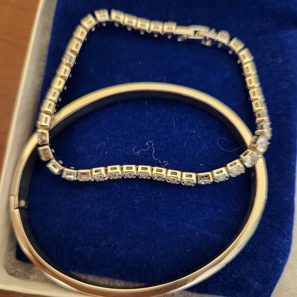 18K Gold Plated Love Friendship Bracelet With Cubic Zirconia Cuff Bangle - Picture 5 of 10